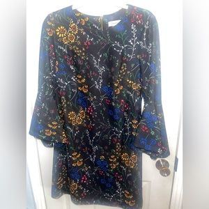 Calvin Klein knee length black/floral dress, size 12